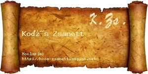 Koós Zsanett névjegykártya